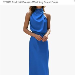 Elegant Blue Halter Dress